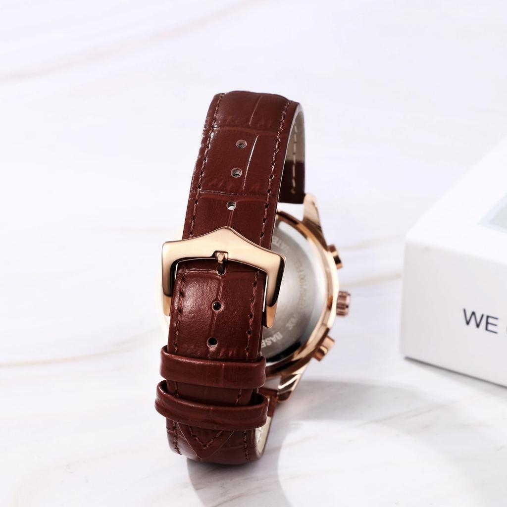 Genuine Leather Strap Calendar Roman Alphabet Luminous Analog Starry Sky Waterproof Leather Belt Simple Stylish Quartz Brown Fashion Accessories