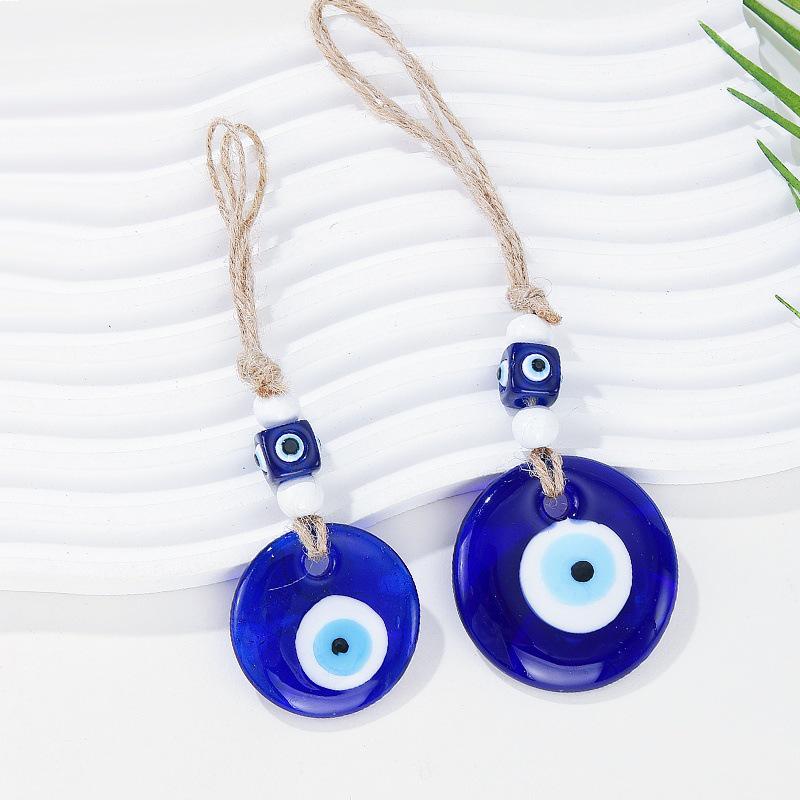 Колокольчик ветровой музыки в стиле ретро «Дьявольский глаз» с пеньковой веревкой «Голубой глаз» — доступен в двух размерах для европейского и американского декора