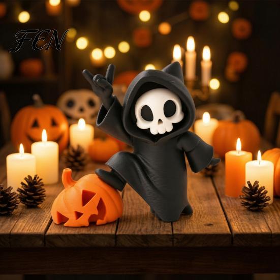 Unique Gifts for Horror Fans Little Pumpkin Skull Ornament, 3D Printed Halloween Decor, Cute Desktop Lightweight Figurine Home Table Decoration