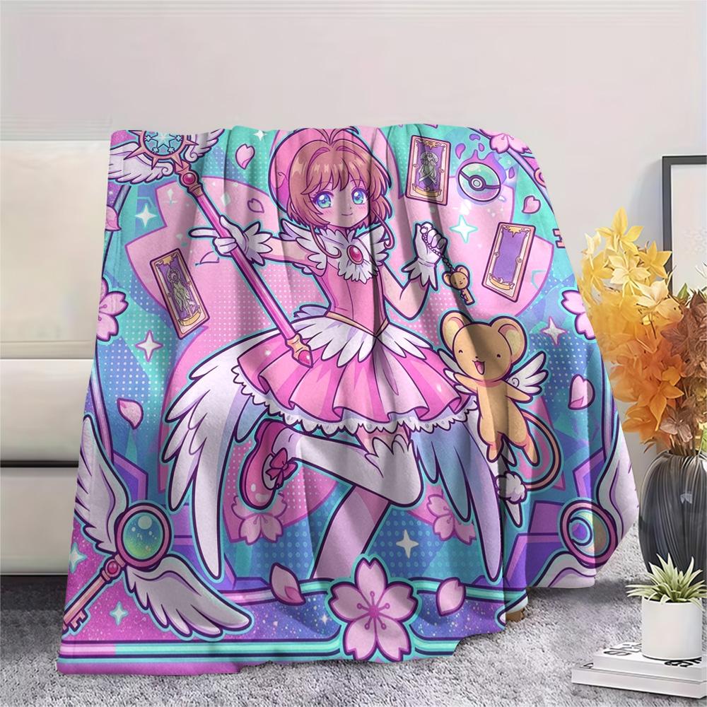 Cardcaptor Sakura Print Flannel Blanket, Ultra Soft High Quality All Seasons Warm Throw, Home Decor Cozy Blanket, Perfect Christmas Gift
