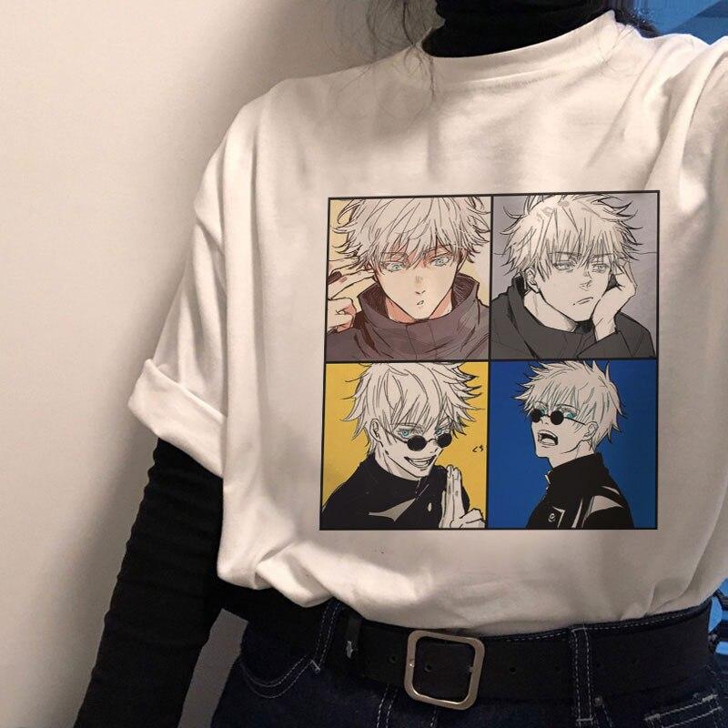 Jujutsu Kaisen Kawaii Графические футболки женские Kawaii летние топы футболка с героями мультфильмов Harajuku японское аниме Ulzzang футболка женская