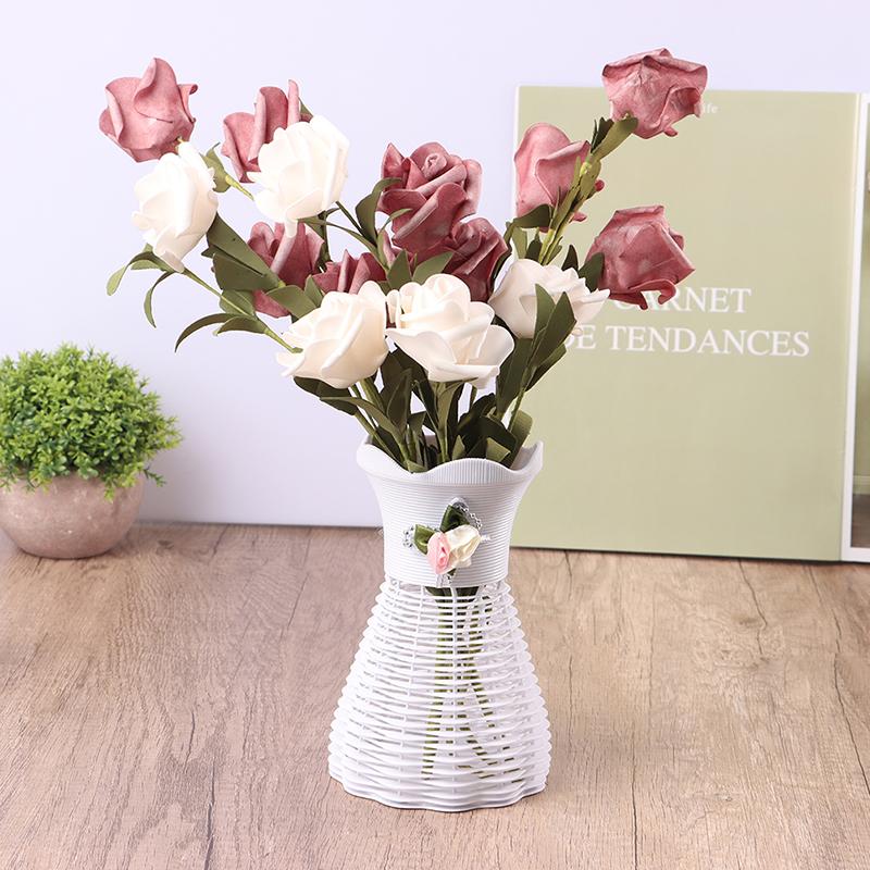 Современная ваза для цветов, белая, розовая, синяя пластиковая ваза, цветочный горшок, корзина, скандинавский дом