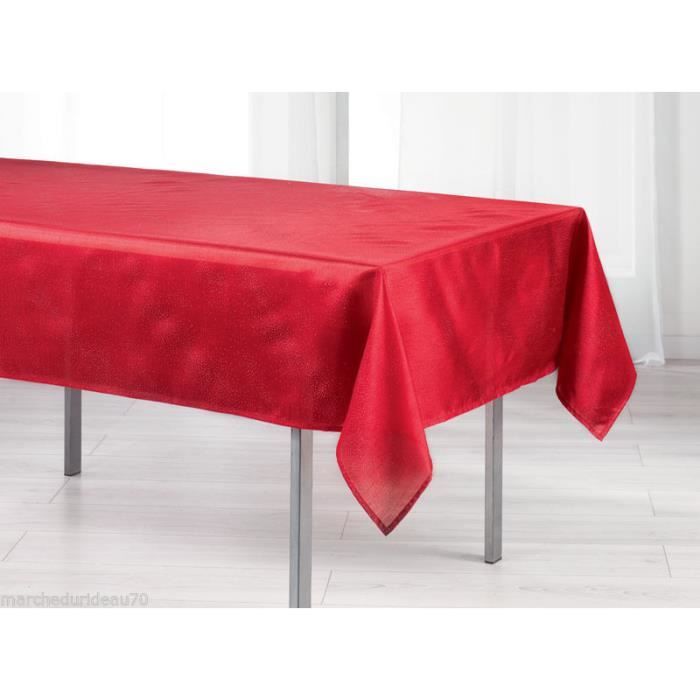 Nappe anti tache - Shantung - Rouge - 140x250 cm - 8/10 couverts - Paillettes