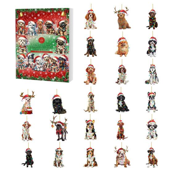 Dog Advent Calendar 2025 24 Days Christmas Countdown with 24 Pcs Acrylic Dog Ornaments Holiday Gifts for Dog Lovers