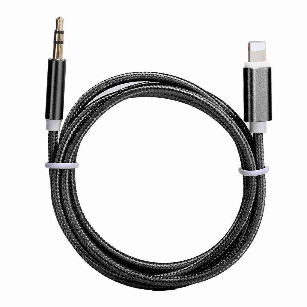Автомобильный AUX-кабель для IOS 12 3,5 мм AUX o для IOS Интерфейсный адаптер Нейлоновый плетеный кабель Черный