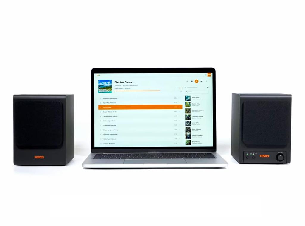 Пара небольших активных колонок FOSTEX с энергосберегающим соединением PM0.1BD Mode/поддерживает Bluetooth5.0/AUX