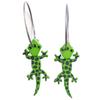 [Q9718] - Handcrafted Gray Green 'Marionettes' Hoop Earrings (lizard) - 18 Mm - 25x10 Mm