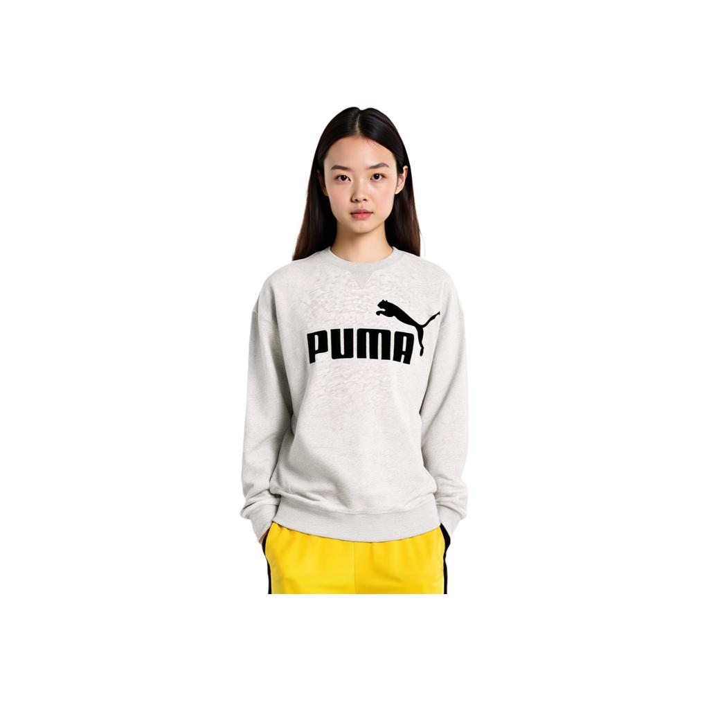 Puma Logo Printed Knit Sports Crewneck Pullover American Vintage Sweatshirt Unisex Sweatshirt Gray 675024-04