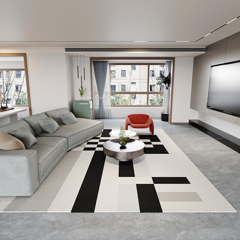 Скандинавский Черно-Белый Геометрический Ковер Нескользящий Ковер Высокой Плотности для Современной Гостиной Спальни Офисного Декора
