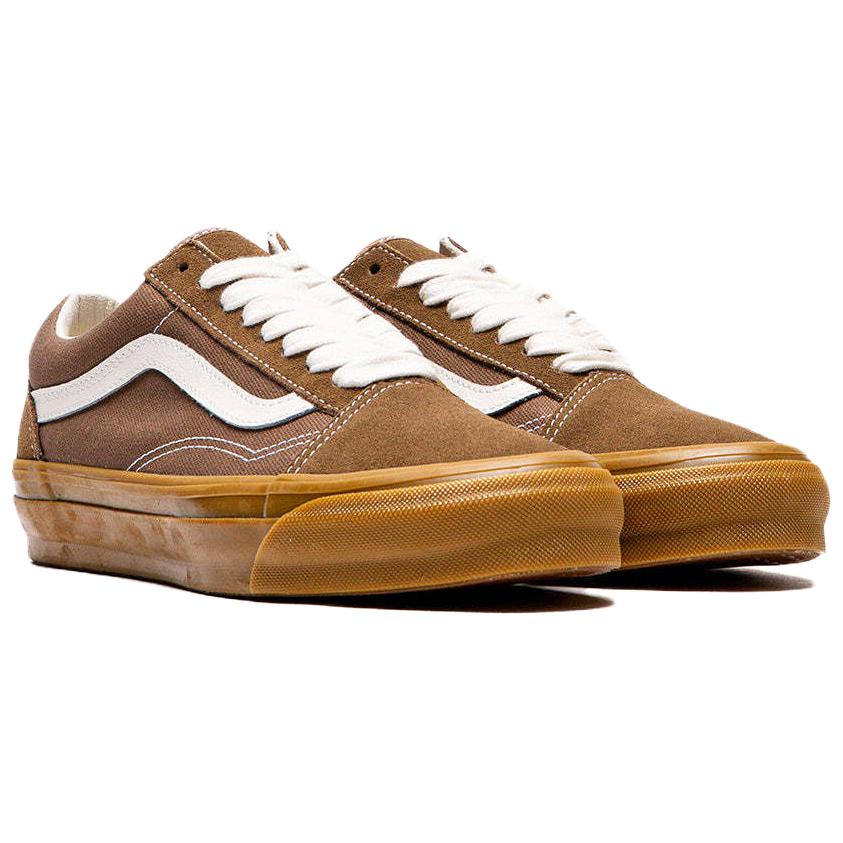 Vans Lx Old Skool Удобные Модные Низкие Кеды для Скейтбординга Унисекс Коричневый Белый VN000D560E01