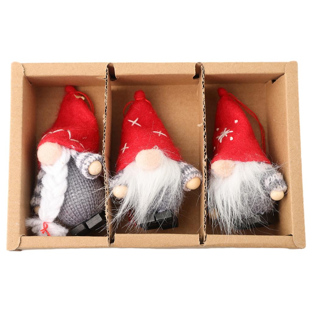 Christmas Red And Black Checkered Faceless Doll Set Xmas Pendant For Home Decor Halloween New Year Navidad Pendant Accessories