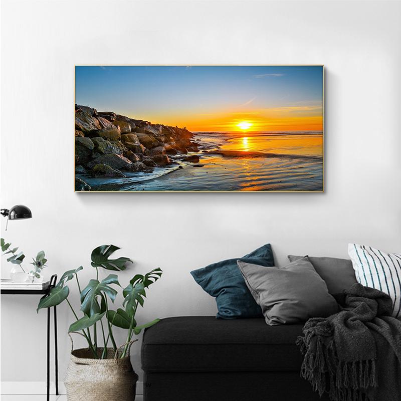 Закат Морской Пейзаж Wall Art Гора Холст Картины Плакаты и принты Современная Настенная Картина для Декора Гостиной