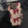 Красный бант Чехол для телефона для iPhone 13, 14, 15 Plus, 16 Pro и 17 - Модный дизайн для девушек