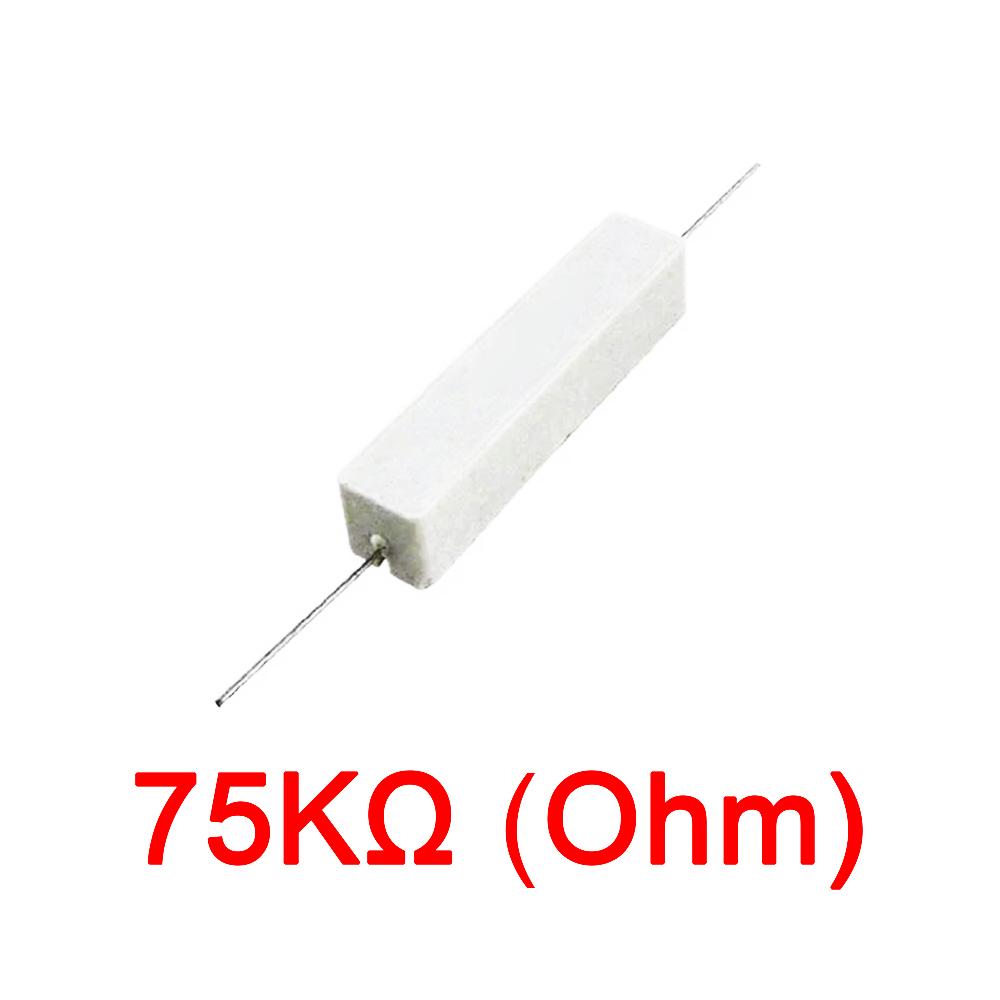 10PCS Wirewound Ceramic Cement Power Resistor Fixed Horizontal 20W Watt 0.1ohm - 100Kohm Vertical Axial Lead Resistance 5% 0.1/0.22/0.47/100/1K R Ohm