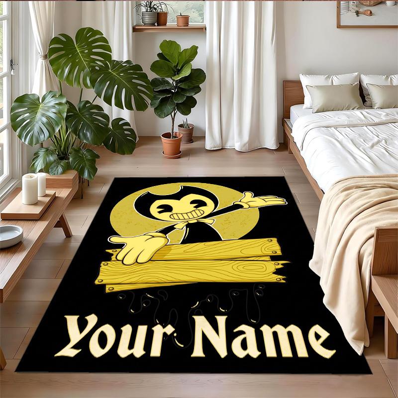 Crystal Velvet Rug Custom Name Text, Soft Non Slip Floor Mat Home DecorBendy and the Ink Machine
