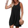 Polyester Splicing Aline Mini Dress With Twist Knot For Summer Beach Vacation Wear