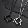 Fashion Black Silver Alloy Square 1Pc Men Women Hip Hop Unisex Pendant Necklace Triangle Modern Geometric Stacking Couple Necklace