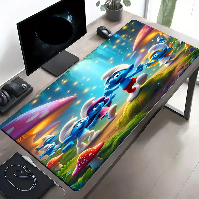 Blue Smurfs Print Mouse Pad, Anti‑Slip Desktop keyboard Mat, for PC Laptop Gaming Working Daily Use, Cool Festival Surprise Gift