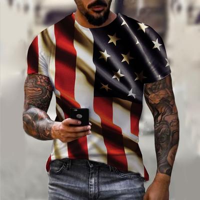 Летняя мужская футболка с 3D-принтом и флагом США, свободные футболки, топы, повседневная одежда с короткими рукавами, американская уличная мода, мужская одежда