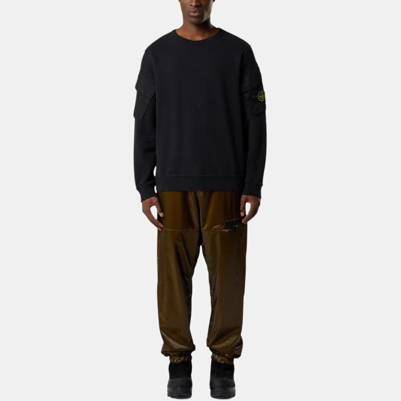 STONE ISLAND FW25 Осень Зима Логотип Свитшот с круглым вырезом и длинным рукавом Мужской свитшот Черный K2S156100008S0A20-V0029