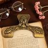 Book Page Holder for Reading Vintage Metal Holder, with Floral Pattern Design, Hands Free Rustic Desk Decor Readers Clip, Durable Zinc Alloy Spreader,