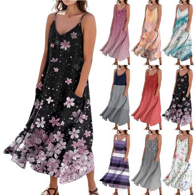 Женское летнее платье, повседневные свободные длинные пляжные платья для отдыха