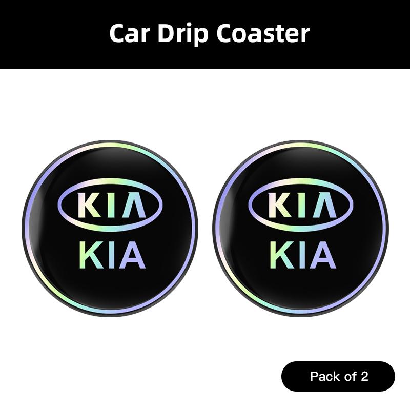 CLFW1 2Pcs Silicone Car Coaster Laser Vehicle Anti-slip Pad Water Cup Slot Mat For Kia KN GT-Line Sportage Ceed Rio Picanto Sorento