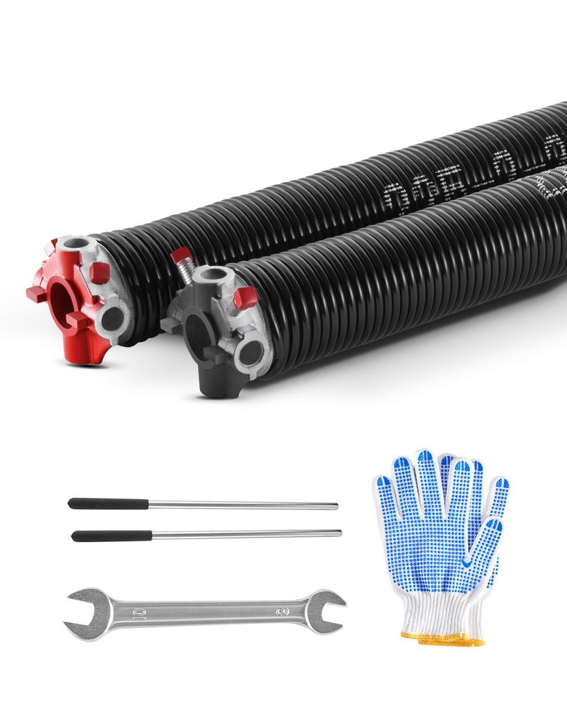 VEVOR Garage Door Torsion Springs, Pair of 0.225 x 2 x 24 in, 16000 Cycles, Electrophoresis Black Coated for Replacement
