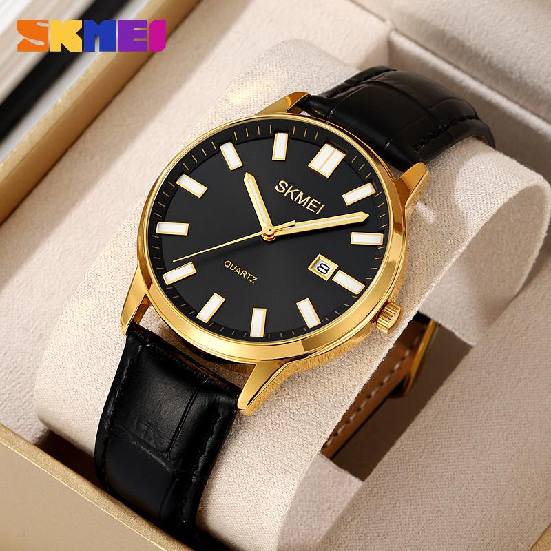 Мужские повседневные часы Moment Beauty 2252, кварцевые часы, водонепроницаемые, с кожаным ремешком, простые часы с календарем