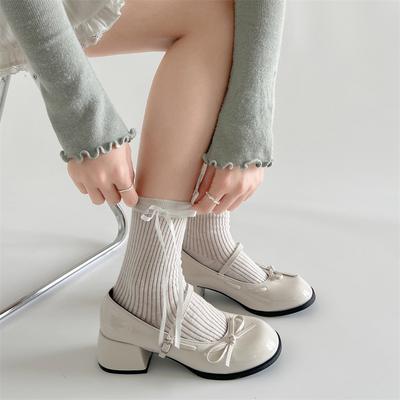 Красные французские туфли-лодочки с круглым носком jk с юбкой на толстом высоком каблуке, женские туфли из маленькой кожи, новинка лета 2025 года, увеличивающие рост, туфли Мэри Джейн