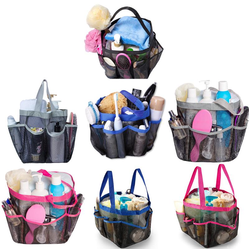 Подвесная сетчатая душевая кабина, переносная сумка-тоут для душа с 8 карманами, большая вместимость, быстросохнущий душ