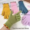 Women's Winter Fingerless Wool Knit Gloves - Solid Color, Warm, Windproof, Cycling