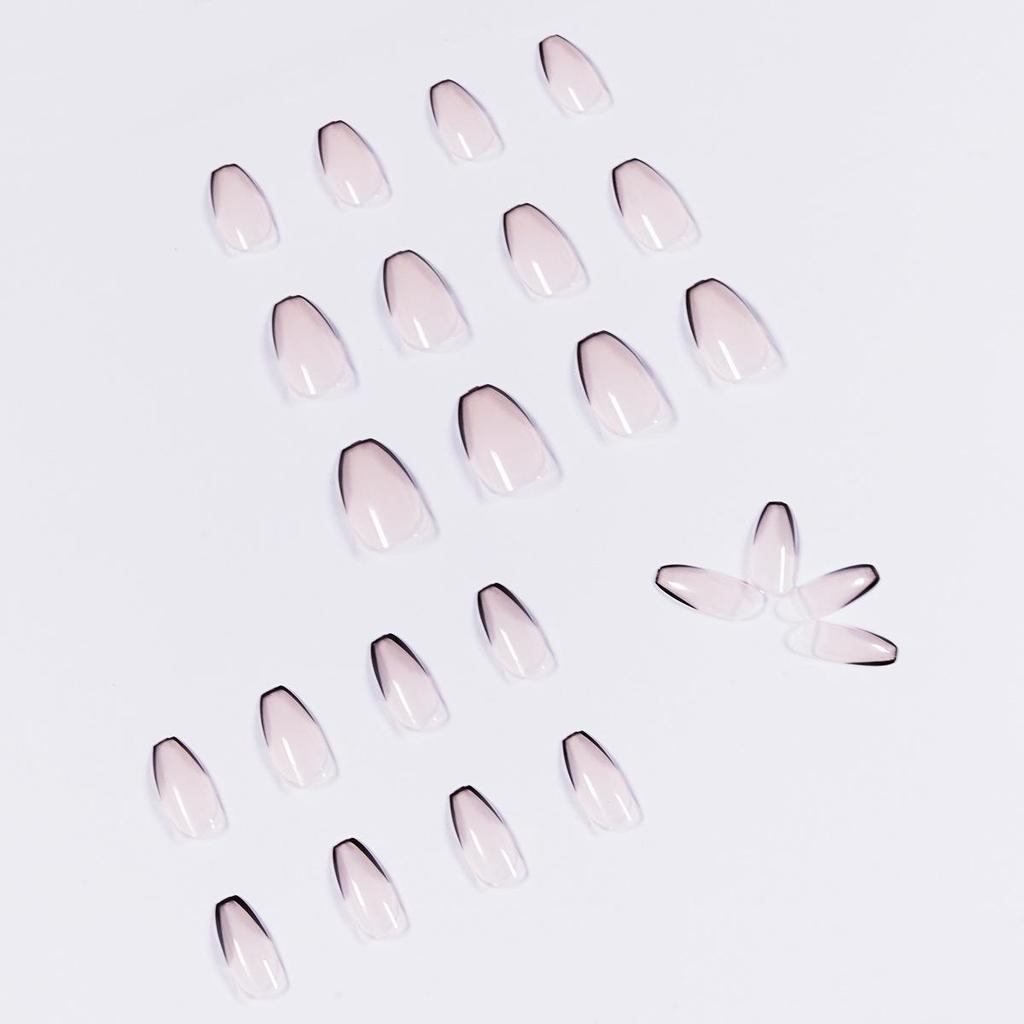 Черные французские короткие балетные накладные ногти со съемными наклейками для дизайна ногтей