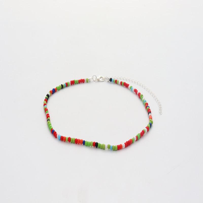 Ожерелье ручной работы из разноцветных рисовых бусин в стиле бохо - европейский и американский стиль, универсальный модный аксессуар