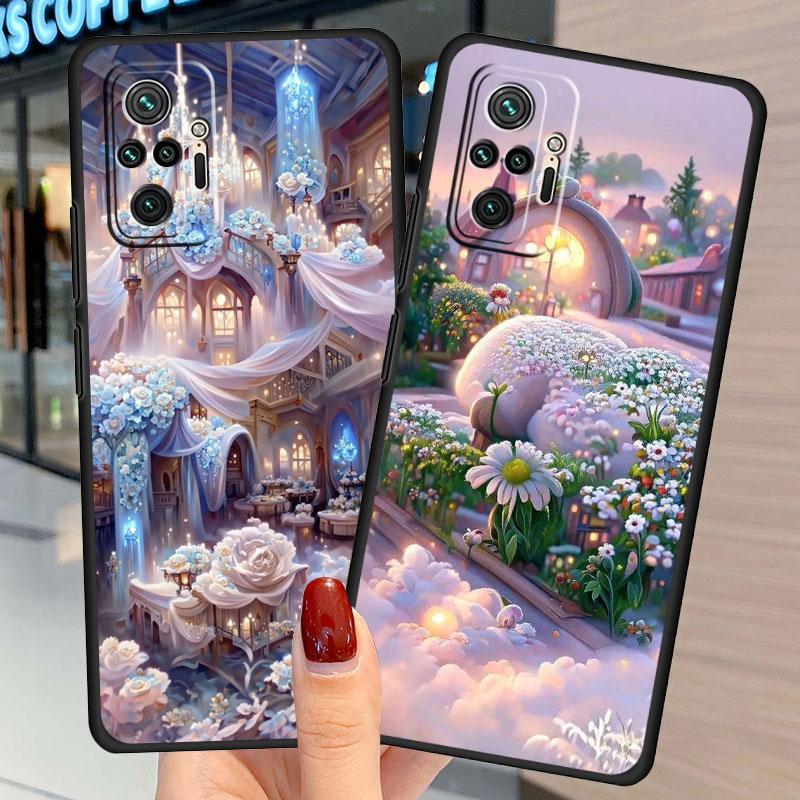 Чехол с цветком розовый для Xiaomi Redmi Note 11 10 9S 9 K40 Pro 7 8 9A 9C 8T 9T 10C 10Pro силиконовый чехол для телефона