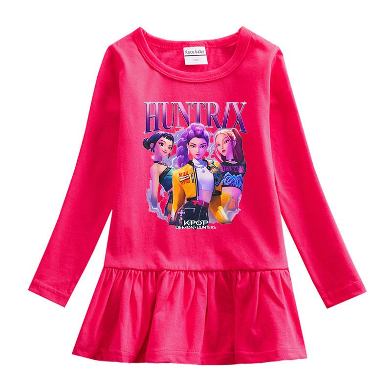 Девочки Kpop Руми Зои Мира Принт Охотники Руми Зои Мира Плиссированное платье