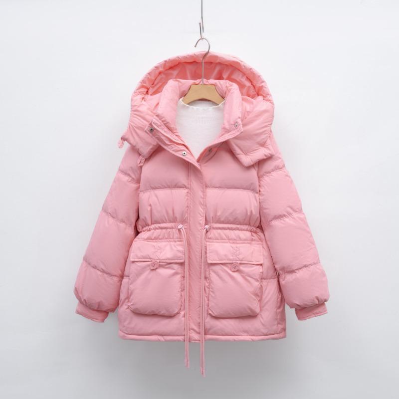 Пуховик женский зимний модный приталенный маленький теплый утолщенный с капюшоном