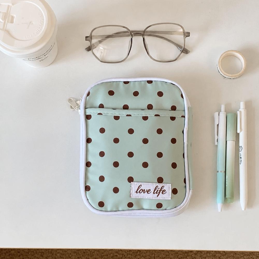 Polka Dot Print Pencil Case Ultra-thin Stationery Bag Durable Pen Bag  Students