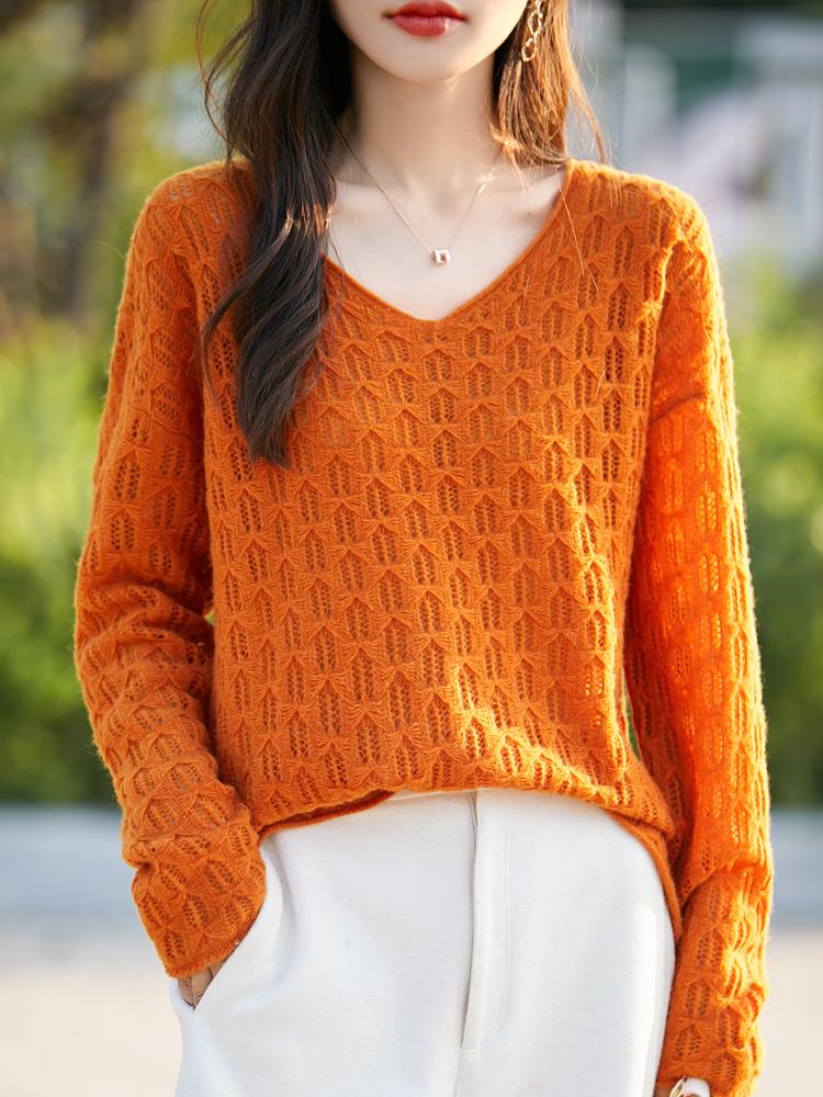 Женский кашемировый свитер Qinghe cashmere 30% кашемир 70% шерсть Осенне-зимний кашемировый свитер мягкий и теплый