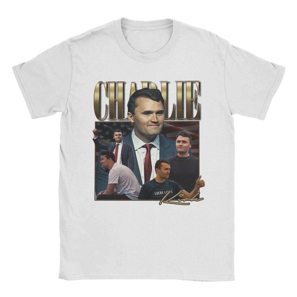 Men's Charlie Kirk T Shirts  100% Cotton Tops Fashion Short Sleeve Crewneck Tee Shirt Gift Idea T-Shirt