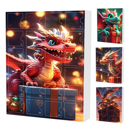 Адвент-календарь с драконом-малышом, 24-дневный календарь обратного отсчета до Рождества внутри, акриловый мультяшный дракончик