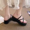Set of Toe Pinch Foot Muffin Thick Bottom Cool Slippers Women's Summer Wear 2025 New Slope Heel Versatile Fashion