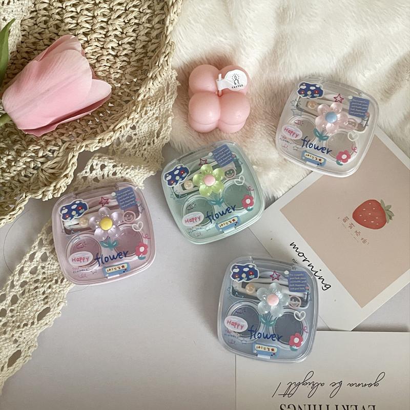 Cute Portable Contact Lens Box For Girls Minimalist Mini Contact Lens Storage Container Contact Lens Case Travel Kit
