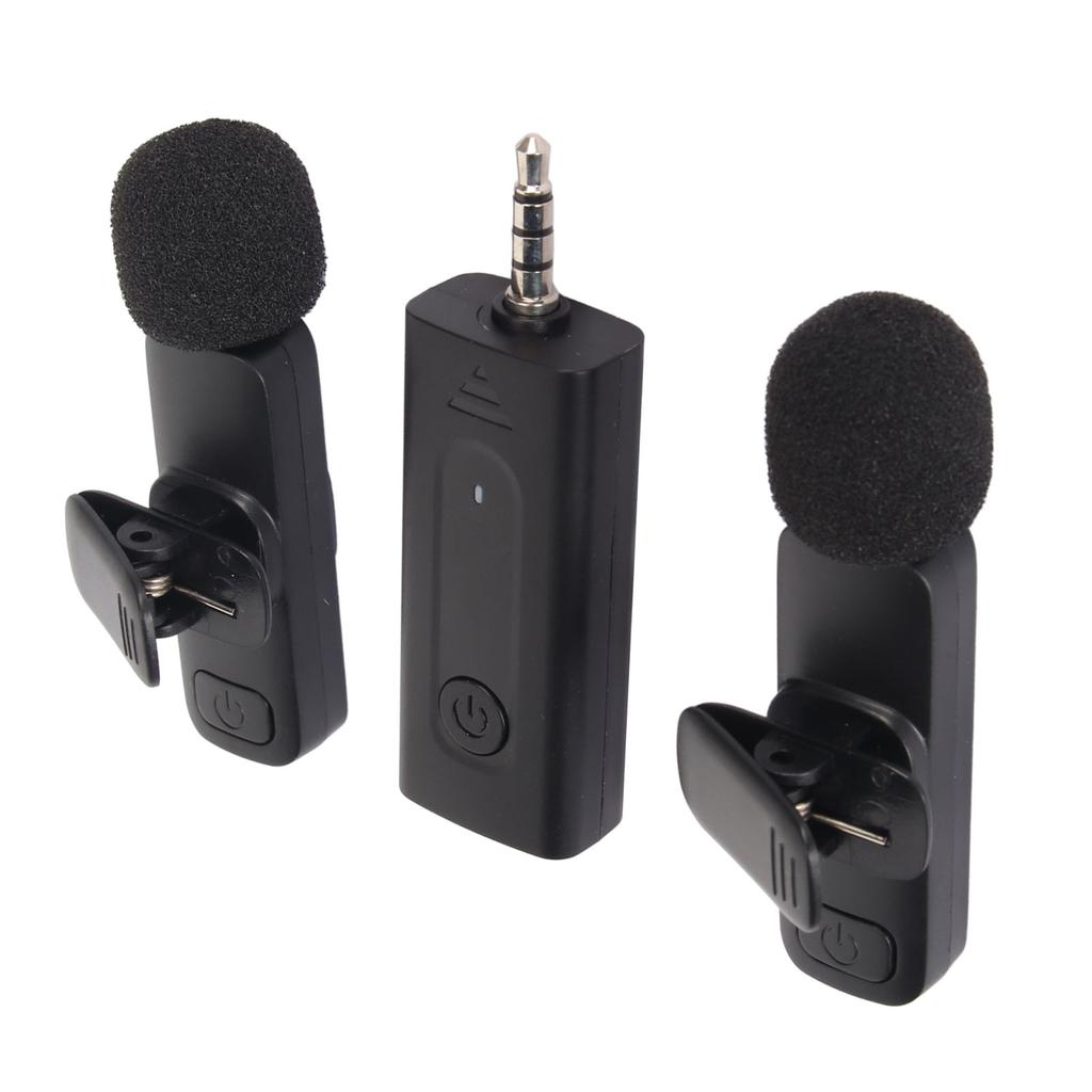 Беспроводной петличный микрофон-петличка 1 на 2, интерфейс 3,5 мм, шумоподавление, беспроводной микрофон-клипса для