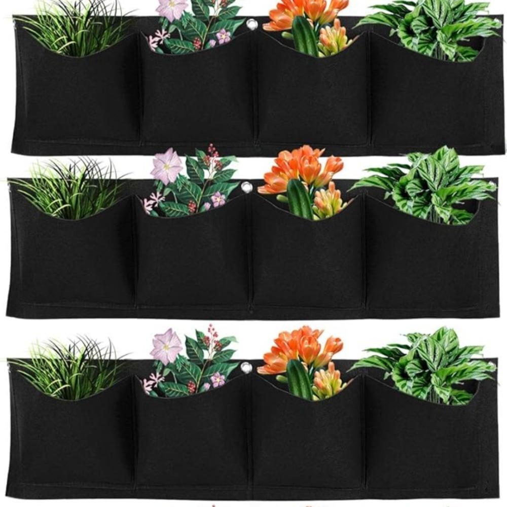 Foldable Flower Growing Bag Non-Woven Fabric Wall-Mounted Black Felt Plant Grow Bag Balcony Decoration Wall Greening Accessories