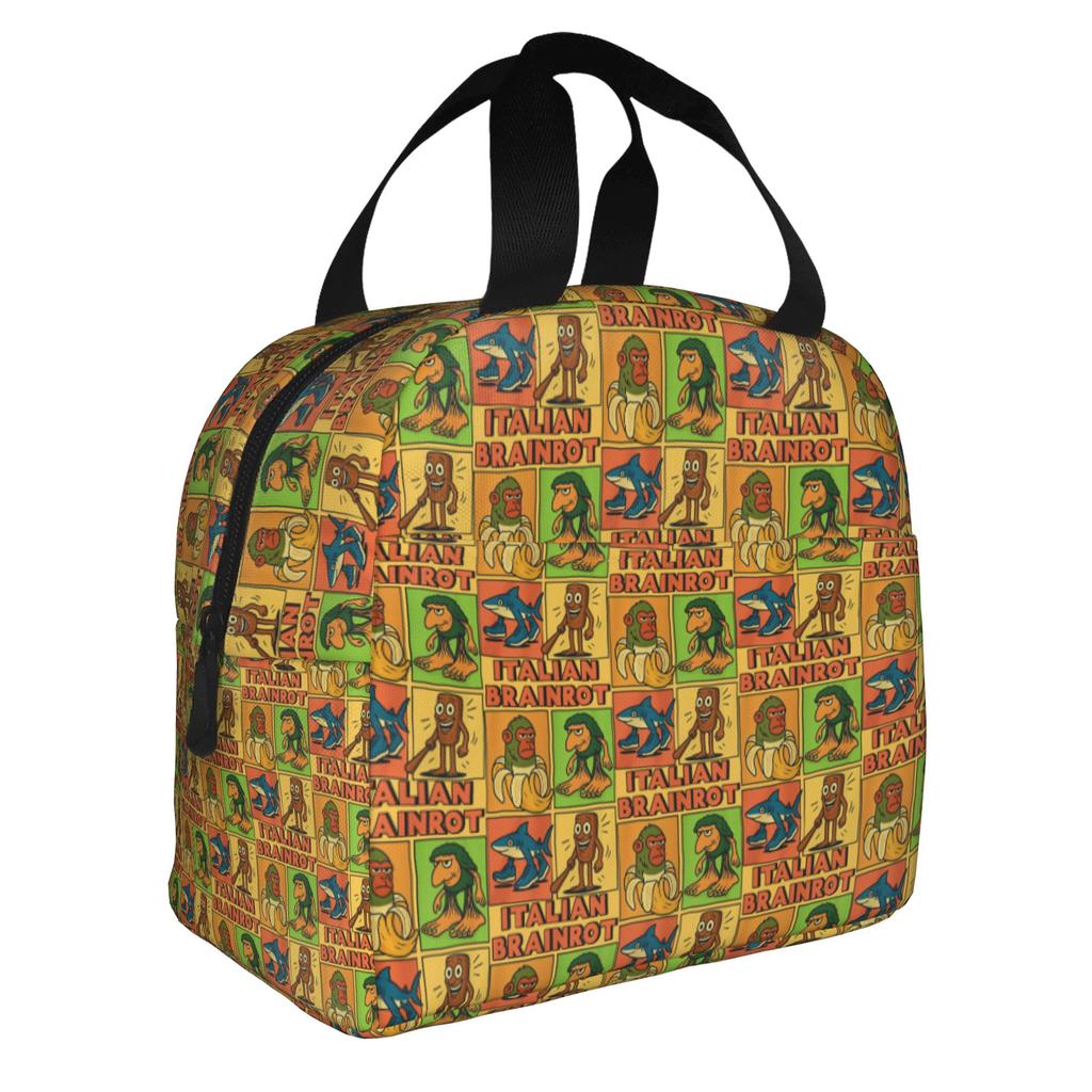 Italian Brainrot Brr Brr Patapim Insulated Lunch Bags for Women Meme Resuable Cooler Thermal Bento Box Outdoor Camping Travel