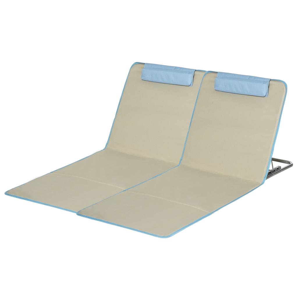 Set of 2 Beach Mats, Adjustable, Foldable, 124L x 53W x 37-50H cm, Beige
