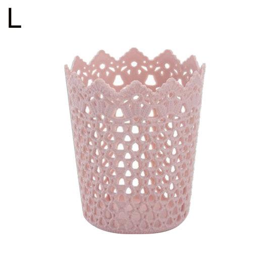 Plastic Hollow Flower Cylinder Pen Pencil Brush Holder Storage Desktop Organizer
