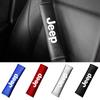 CNF1 2pcs Carbon Fiber Leather Safety Belt Shoulder Cover Accessories For Jeep Renegade Wrangler JK Gladiator Grand Cherokee Compass