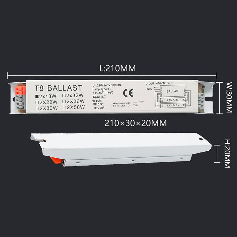 AC 220-240V Широкое напряжение T8 T5 Компактный электронный балласт Мгновенная трубка Настольные лампы Флуоресцентные лампы Балласт Товары для дома и офиса